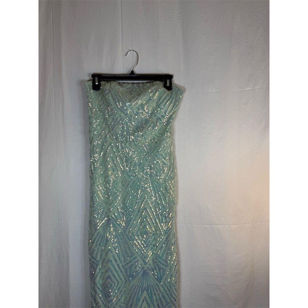 Speechless Womens Strapless Gown Size 11 Mint Green Sequin Maxi Prom Formal - Picture 2 of 11